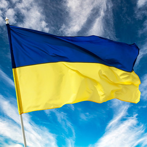 ukraine flag on a background of sky