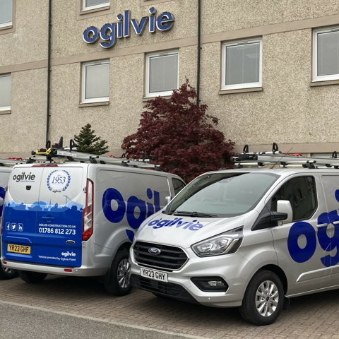 Ogilvie Construction vans at Ogilvie Head Office