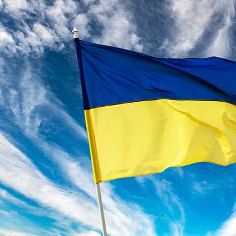 ukraine flag on a background of sky