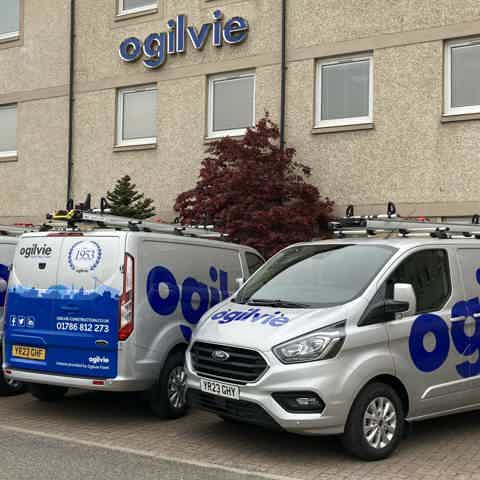 Ogilvie Construction vans at Ogilvie Head Office