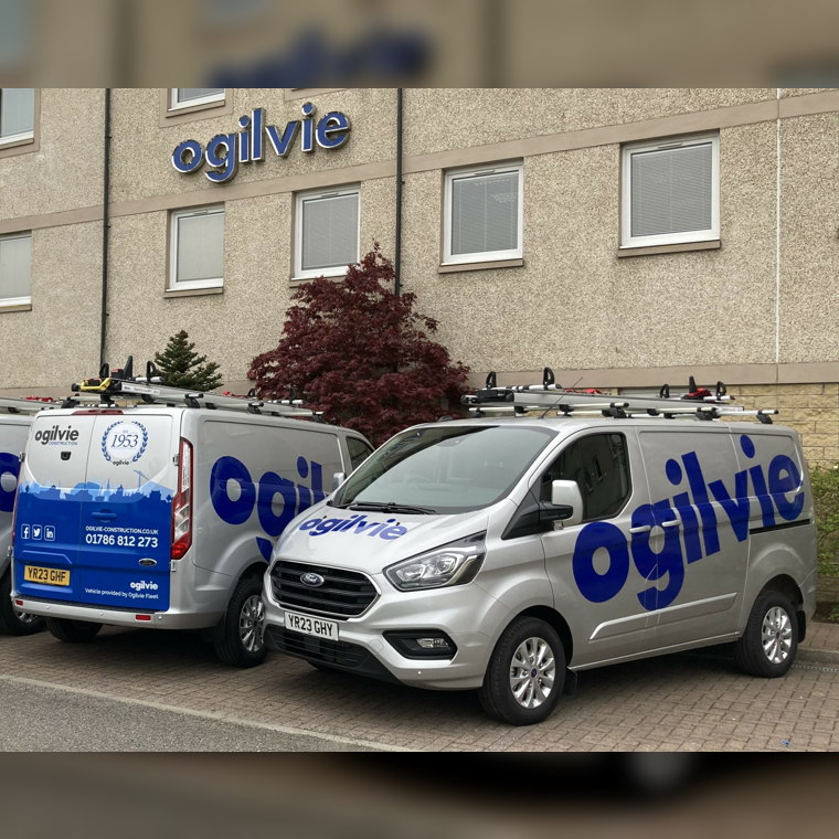 Ogilvie Construction vans at Ogilvie Head Office