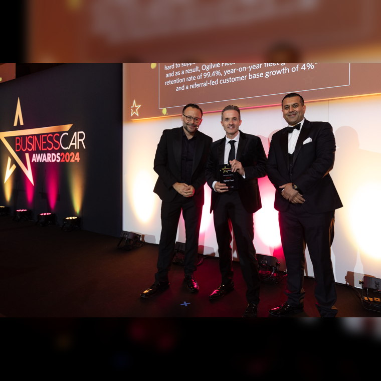 Nick Hardy is presented with the Business Car Awards Best Customer Service Award