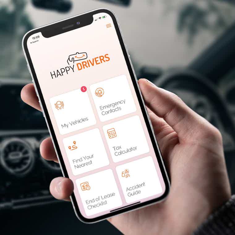 The Happy Drivers app, from Ogilvie Fleet, on an iPhone