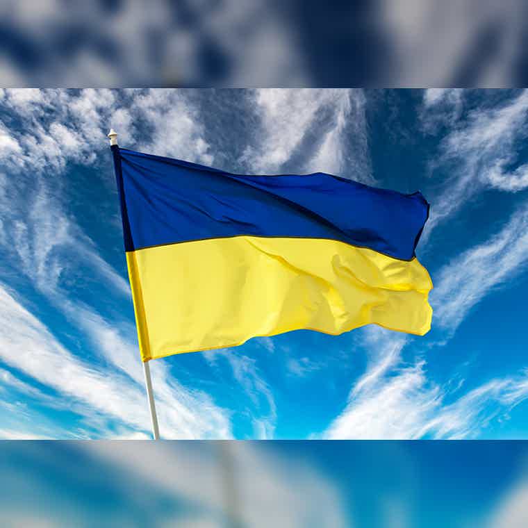 ukraine flag on a background of sky